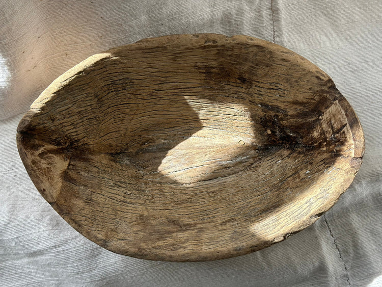 vintage oval wood bowl